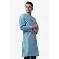 thumbnail image 4 of Royal Kurta Sky Blue Color Jacquard Silk Printed Long Kurta for Men, 4 of 6