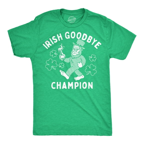 Mens Funny T Shirts Green Goodbye Champion Sarcastic St Patricks Day Graphic Novelty Tee for Men Graphic Tees
