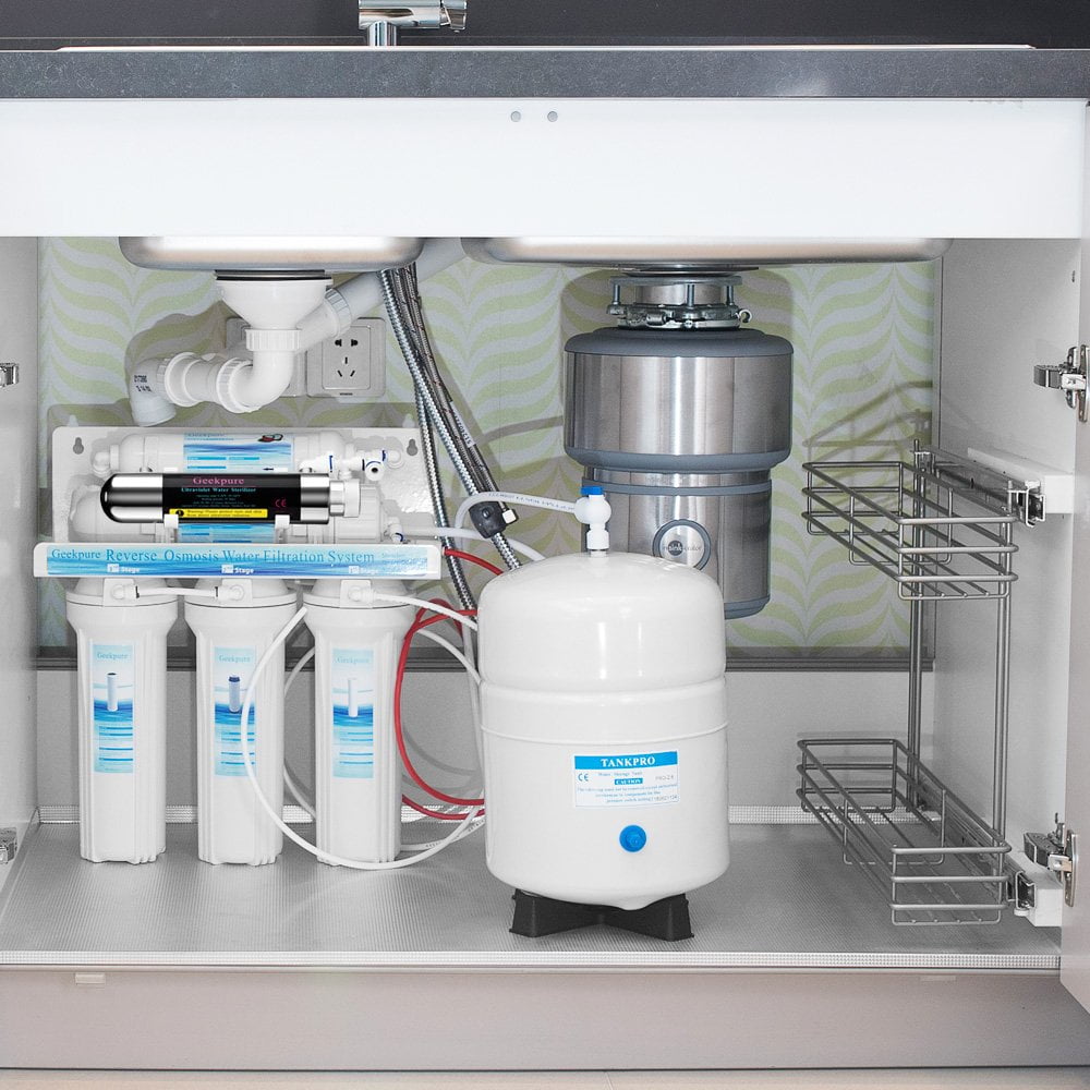 Geekpure 6-Stage Reverse Osmosis Water Filter System With Ultraviolet Sterilizer Filter-75GPD