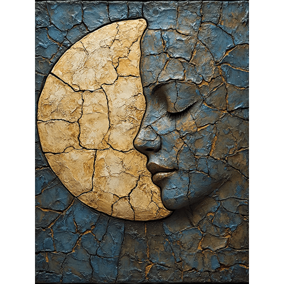 UXIEQU 12x16 Inch 2D Flat Sun Moon Cracked Texture Wall Art Celestial Rustic Spiritual Boho Home Decor