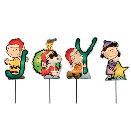 Works 8 Inch Pre Lit Peanuts Joy Pathway Markers Works 8 Inch Pre Lit Peanuts Joy Pathway Markers Set Of 4