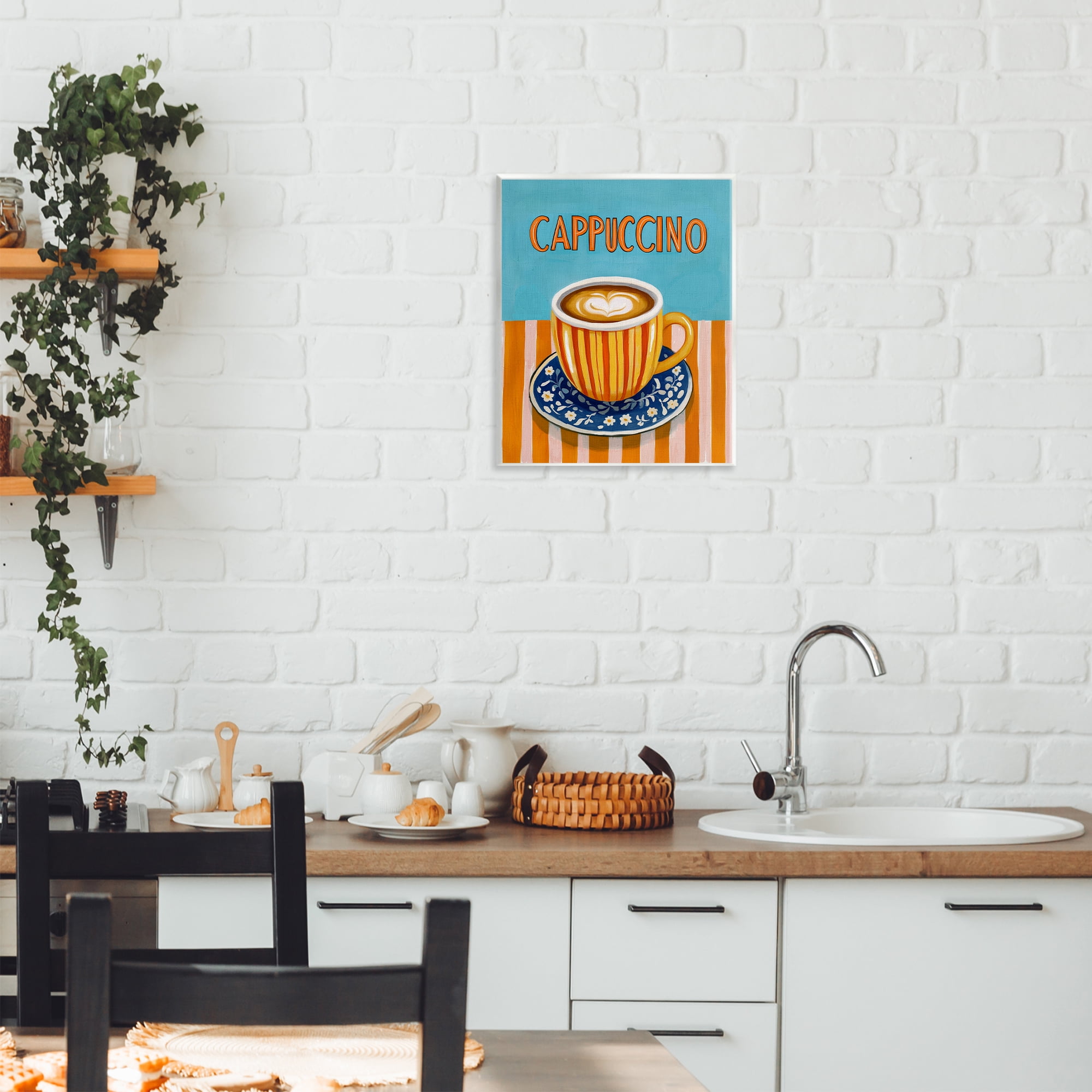 Stupell Industries Cappuccino Stripes Blue & Orange Wall Plaque Art, design by Yen