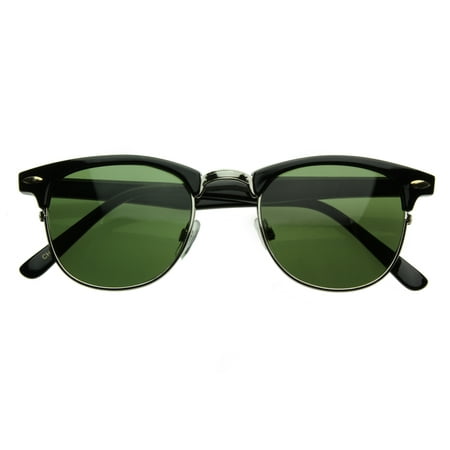 zeroUV - Vintage Half Frame Semi-Rimless Horn Rimmed Style Classic Optical RX Sunglasses - 49mm