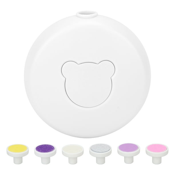 Cortauñas eléctrico para bebés, juego de limas para uñas, cortauñas para bebés con 6 cabezales de pulido, color blanco