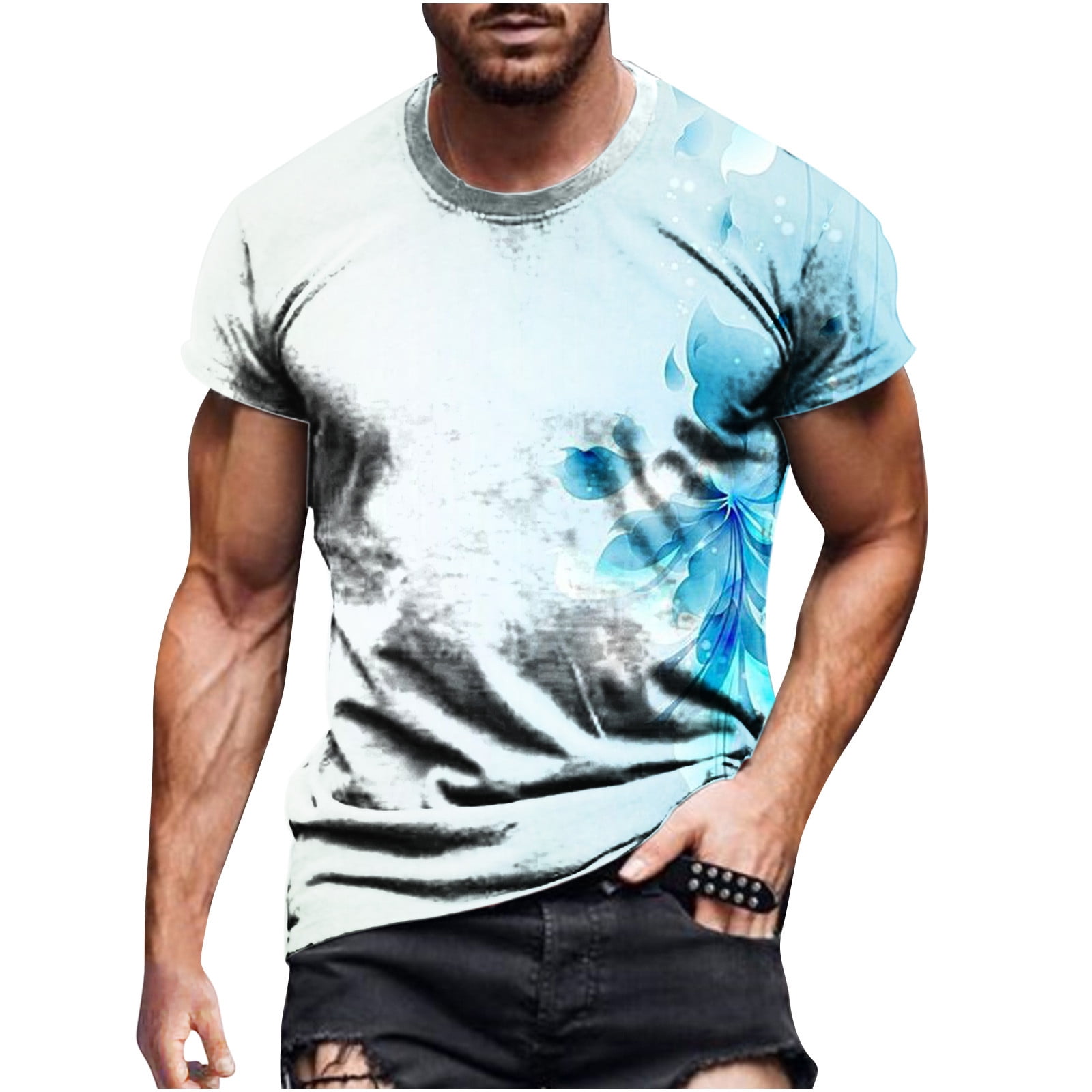 Modernisere Huddle Långiver ZCFZJW Muscle Shirts for Men Casual Short Sleeve 3D Flower Print Basic Fitness  T-Shirts Big and Tall Graphic Tee Shirt Father's Day Gift Shirt Tops White  XL - Walmart.com
