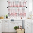 thumbnail image 3 of Smudge Pink Kitchen Curtains Valances and Tiers Set of 3 Clouds and Mountains Tier Curtains and Valance with Rod Pocket for Small Windows, 27.5"x24", 3 of 9