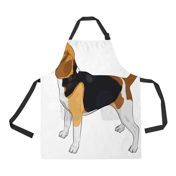 EREHome sketch dog Beagle breed Adjustable Bib Kitchen Apron with Pockets for Women Men