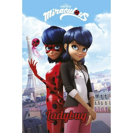 Miraculous Tales Of Ladybug Cat Noir Tv Show Poster Print Ladybug Marinette In Paris Size 24 X 36