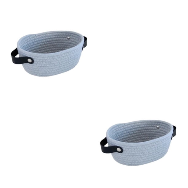 Cesta de almacenamiento Cateissary estilo nórdico con asas contenedor tejido a mano Gris L 2Conjunto