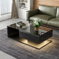 thumbnail image 1 of MODERNLUXE 41.5" Coffee Table with LED Lights, Rectangle Living Room Table with Glass and 1 Large Drawer,Black, 1 of 7