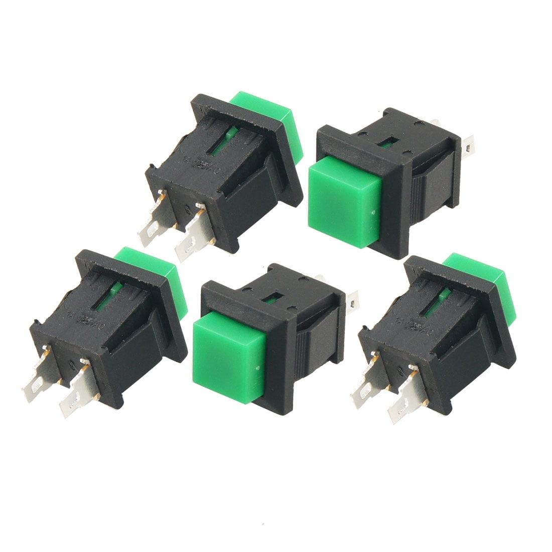 5x Green Momentary Square Push Button Switch Spst 125v 1a