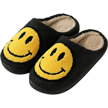 

Smiley Face Slippers For Women And Men Fuzzy Fluffy Slippers Warm Cozy House Slippers Slip-on Indoor Outdoor Slippers