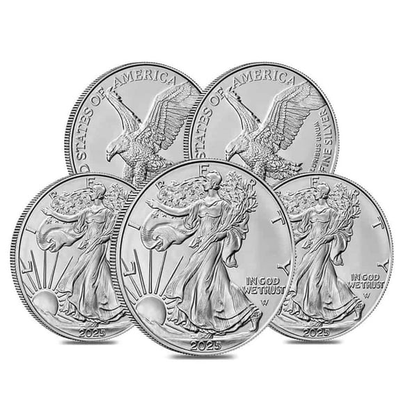 Lot of 5 - 2025 1 oz Silver American Eagle $1 Coin BU