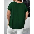 thumbnail image 4 of Womens Short Sleeve Tunic Tops Cut Out V Neck Dressy Casual Loose Fit Long Tops Dark Green 5XL, 4 of 5