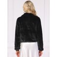 thumbnail image 3 of DARING DIVA Women's Dressy Faux Fur Cropped Snap Button Fluffy Jacket XL Black, 3 of 6