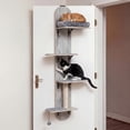 thumbnail image 1 of Gymax Door Hanging Cat Climber w/Plush Bed Scratching Post Carpeted Jumping Platforms Grey, 1 of 10