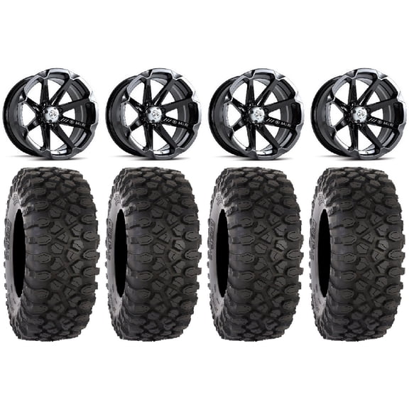 MSA Black Diesel 14" UTV Wheels 30" XC450 Tires Kawasaki Teryx Mule