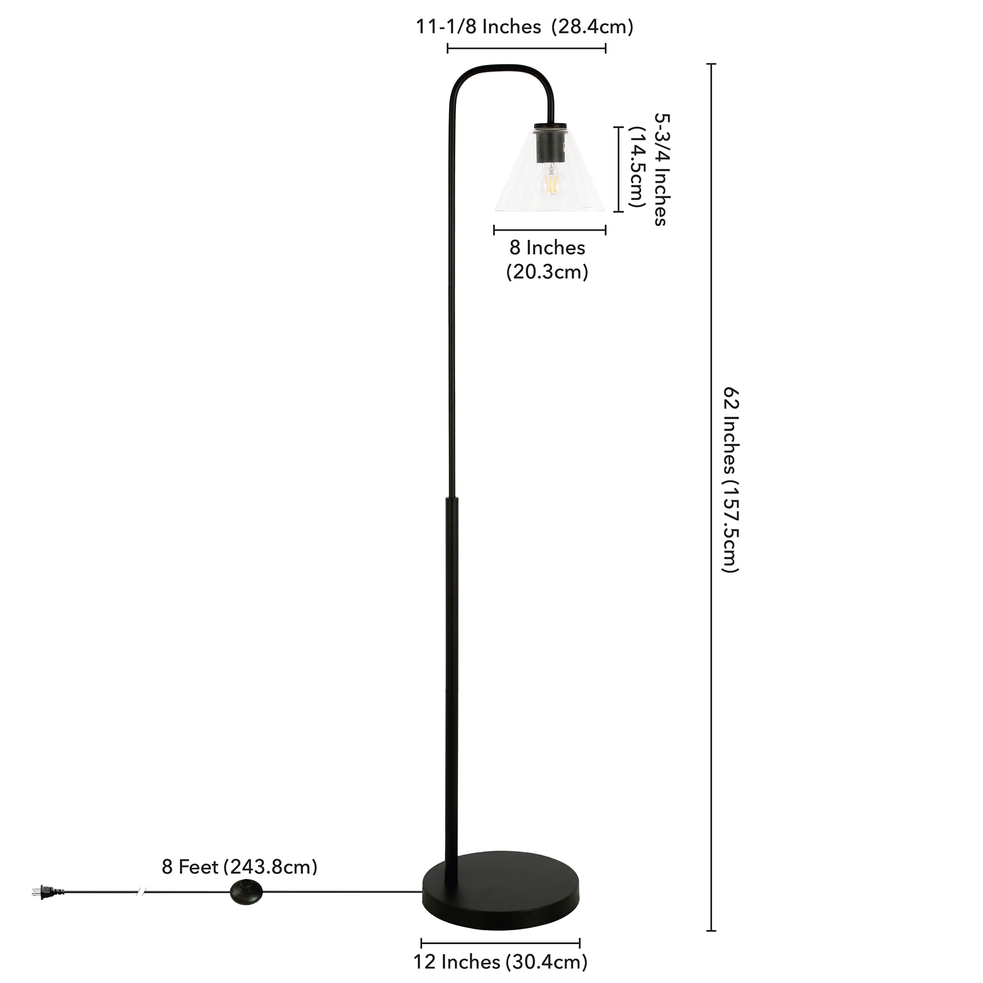 Evelyn&Zoe Henderson Arc Floor Lamp with Glass shade in Blackened Bronze/Clear