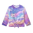 thumbnail image 4 of Xoenoiee Axolotl Cloud Star Print Girls Long Sleeve Shirts Tie Hem Fall T-Shirt Round Neck Tops Blouse Pullover Tunic Outfits Fall Clothes, 5-6 Year, 4 of 7