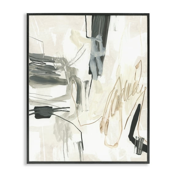 Stupell Industries Expressive Neutral Tones Scribble Abstract Painting Black Framed Art Print Wall Art, 11 x 14