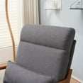 thumbnail image 5 of Indoor Leisure Arm Chair, Modern Linen Fabric Upholstered Accent Chair with Solid Wood Armrest & High Back, Single Sofa Lounge Reading Chair for Living Room Bedroom Office Studio, Dark Grey 1, 5 of 7