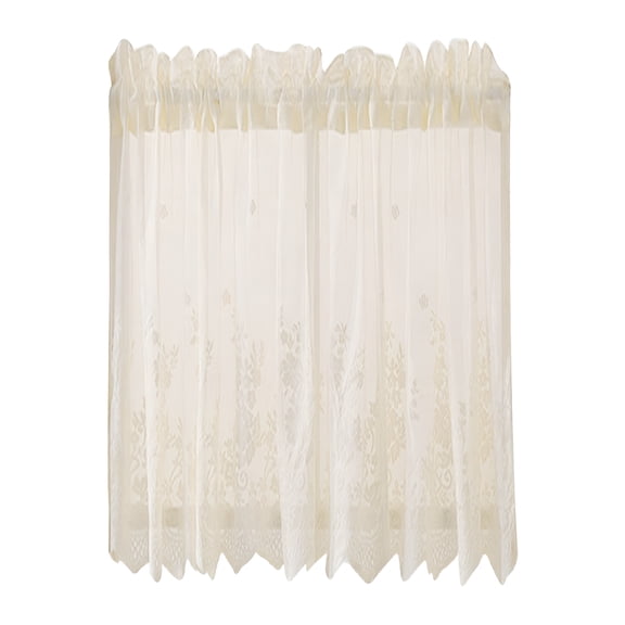 AUQ 2026 New Sheer Lace Curtains for Bedroom Ivory Elegant Victorian Curtains Scalloped Edges Floral Kitchen Window Curtains 36 Inch Length Rod Pocket Lace Kitchen Curtains,36 X 29 Inch