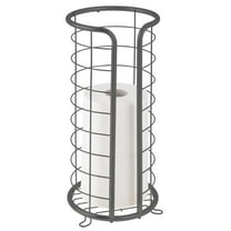 mDesign Metal Toilet Paper Holder Stand, Freestanding 3 Roll Reserve, Dark Gray
