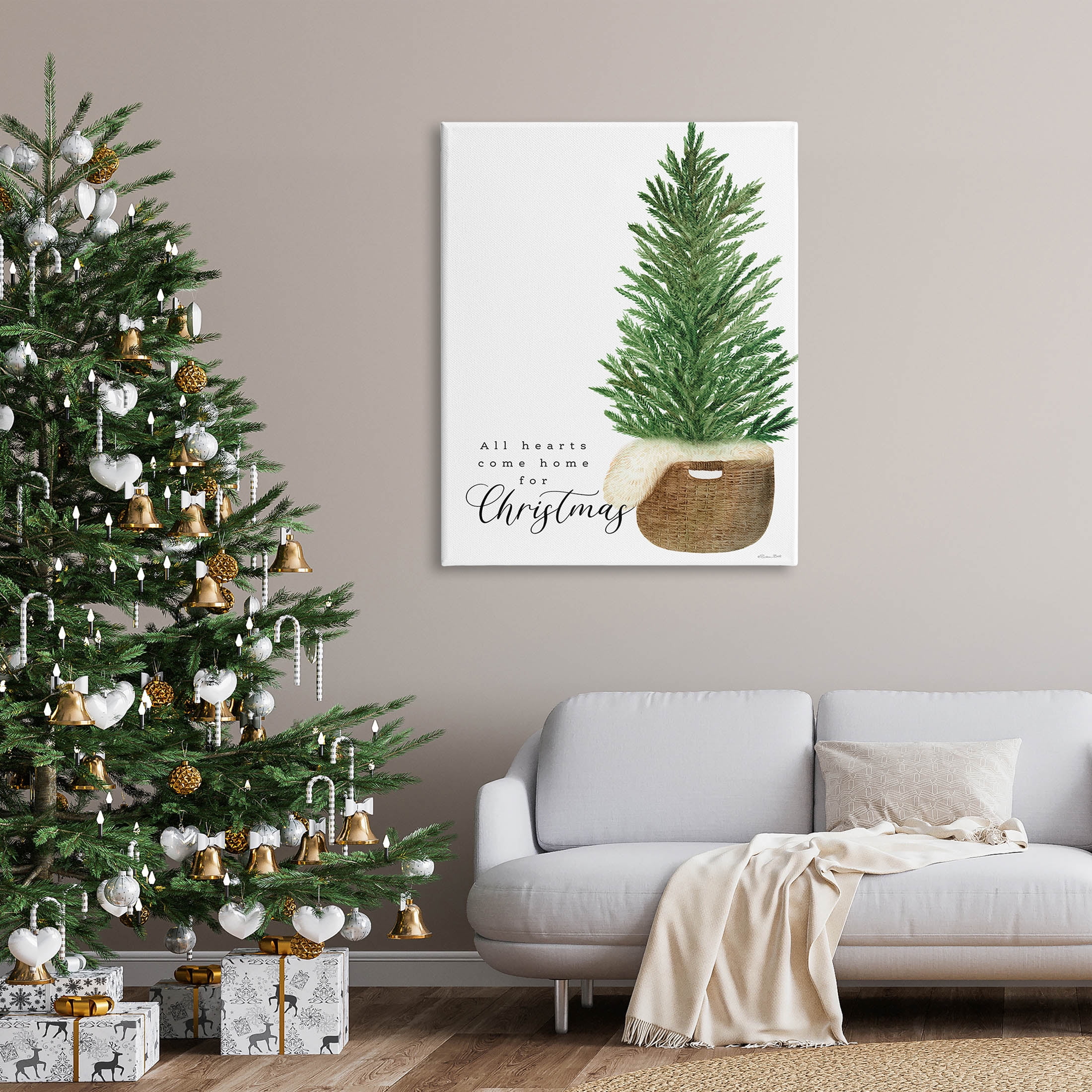 All Hearts Home For Christmas Phrase Holiday Graphic Art Gallery Wrapped Canvas Print Wall Art