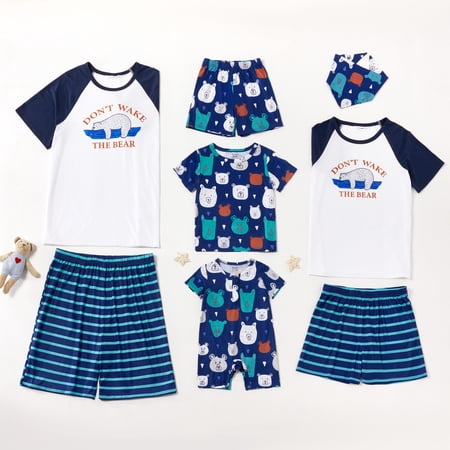 PatPat Bear Print Family Matching Blue Raglan sleeves Pajamas | Walmart ...
