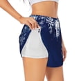 thumbnail image 3 of Lsque Christmas Blue Printed Women's Running Shorts with Liner Pockets,Elastic Quick Dry Workout Athletic Gym Yoga Shorts,Womens High Waist Shorts-X-Large, 3 of 9