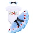 thumbnail image 2 of IBTOM CASTLE Baby Girls 1st Birthday Outfit Princess One Cosplay Character Romper Tutu Dress Headband Party Clothes for Photo Shoot 1 Year Blue - Alice One, 2 of 8