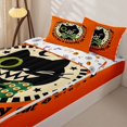 thumbnail image 3 of Feelyou Polkadot Bowknot Cat Zipper Twin Comforter Sets with Fitted Sheet and 2 Pillowcases, Spooky Moon Bat Zipper Bedding Set, Orange, Halloween Reversible, 4 Pieces, 3 of 7