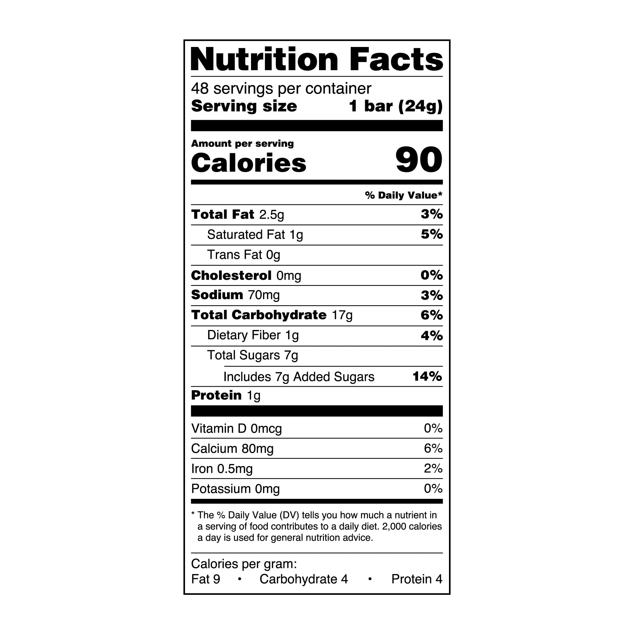 Great Value Barras de Granola Masticables con Chispas de Chocolate Tamaño Familiar, 0.84 oz, 48 Unidades