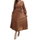 thumbnail image 2 of Sunloudy Vestido casual para mujer, cuello en V, manga larga, color sólido, cintura alta, plisado, vestidos largos con cinturón Sunloudy S M L XL, 2 of 8