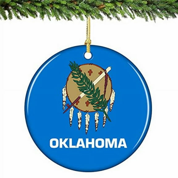 Oklahoma Flag Christmas Ornament Porcelain 2.75 Inches