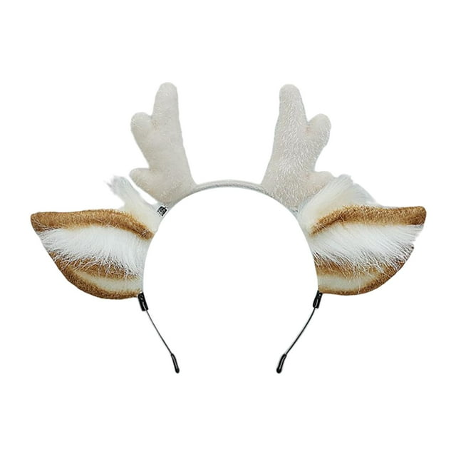Diadema de asta navideña, disfraz de cumpleaños, regalo de fiesta, diadema de reno, bonita para Blanco jinwen Aro de pelo de astas