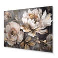 thumbnail image 2 of Designart "Peony Blooms In Motion White & Grey IV" Floral Peony Metal Wall Decor, 2 of 5