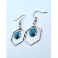 thumbnail image 4 of Round Turquoise Hexagon Silver Dangle Earrings RTHSDE, 4 of 6