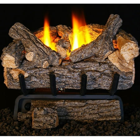 24 Inch Natural Gas Burner - Peterson Real Fyre 24-inch Valley Oak Log Set With Vent-free Natural Gas Ansi Certified 9,500 Btu G8-r Burner - Manual Safety Pilot