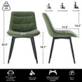 thumbnail image 3 of Kidol & Shellder PU Leather Dining Chair Set of 2, Living Dining Chairs, Modern Armless Kitchen Dining Room Chairs, Upholstered Accent Side Chairs with Metal Legs, Bean Green, 3 of 7