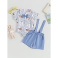 thumbnail image 2 of Bagilaanoe 2Pcs Newborn Easter Outfits Baby Boys Overalls Shorts Set Short Sleeve Romper Tops + Suspender Short Pants 3M 6M 12M 18M 24M Infant Gentleman Formal Clothes, 2 of 9