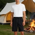 thumbnail image 2 of lcziwo Men's Shorts Big and Tall Outdoor Hiking Cargo Shorts Multiple Pockets Solid Color Summer Beach Work Shorts Black XXXXL, 2 of 10