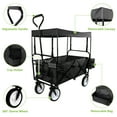 thumbnail image 4 of Geniqua Black Utility Collapsible Folding Wagon Cart w/Canopy Garden Beach Toy Sport Buggy, 4 of 8
