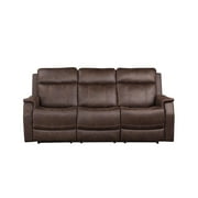 Steve Silver Valencia Leatherette Dual Power Reclining Loveseat with Console, Walnut Color