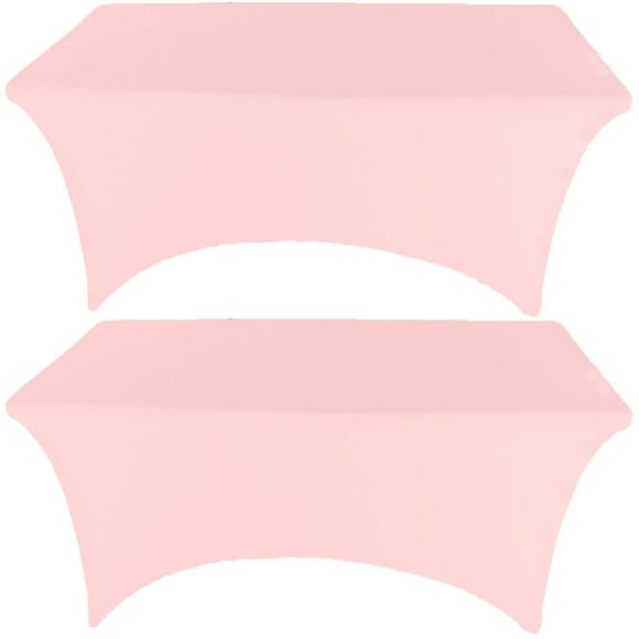 Gowinex, Paquete De 2 Manteles De Licra Rosa De 8 Pies, Cubierta De Mesa Ajustable Elástica Para Mesa Rectangular, Eventos, Bodas, Banquetes Y Fiestas