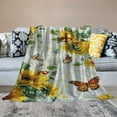 thumbnail image 2 of PRATYUS Sunflower Gifts for Women, Sunflower Butterfly Throw Blanket Super Soft Flannel Throw Blanket Lightweight Fluffy Fuzzy Bed Blanket for Bedding Sofa and Travel 60x80in, 2 of 6