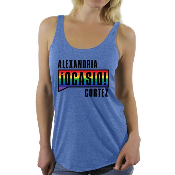 Awkward Styles Alexandria Cortez Women's Racerback Tank Top AOC Shirt Rainbow T Shirts for Her Patriotic Shirts Made in USA AOC Tshirt American Style Ocasio Shirt for Wife Ocasio-Cortez Outfit