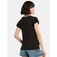 thumbnail image 3 of Time and Tru Women's Twist Front Top with Flutter Sleeves, Sizes XS-XXXL, 3 of 5