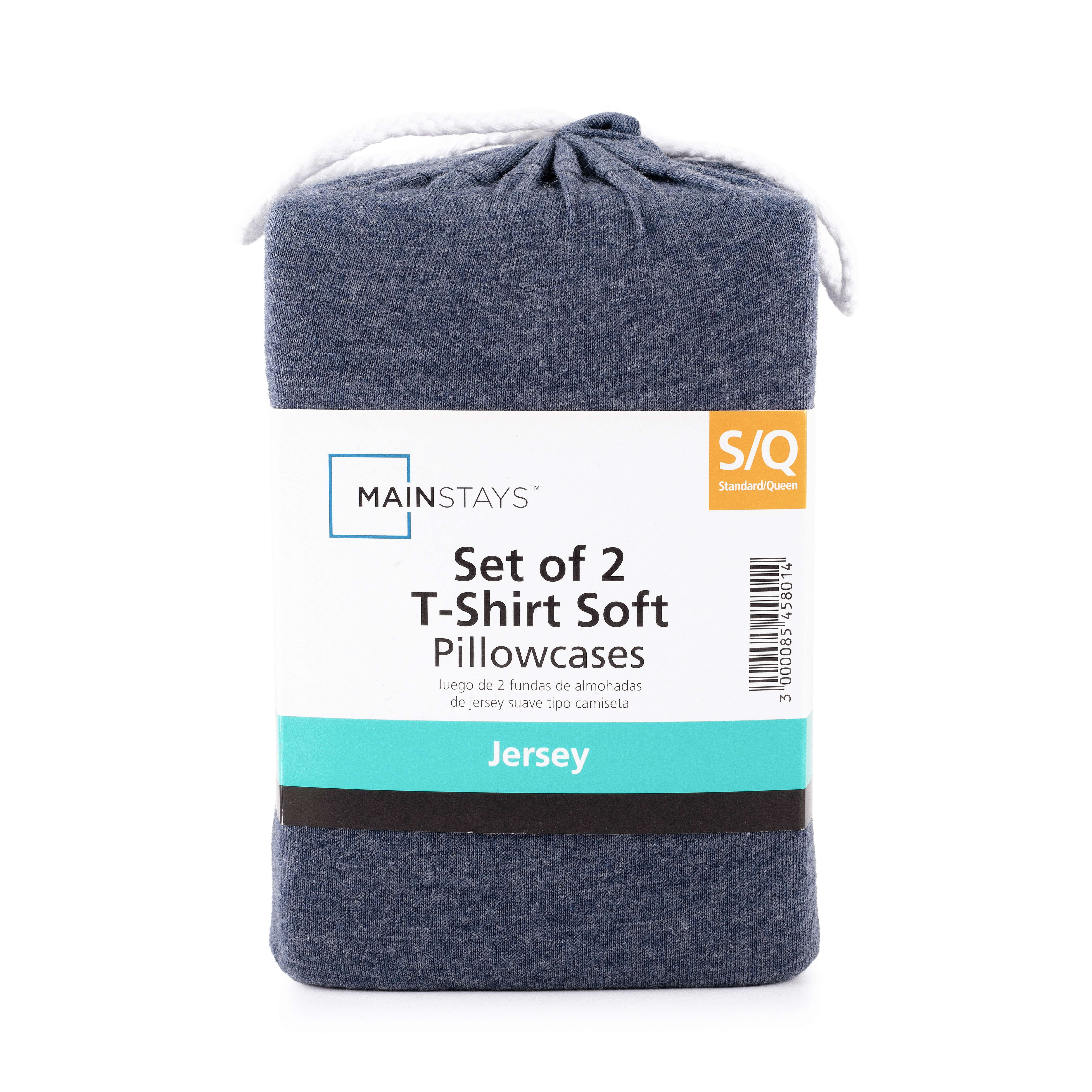 Mainstays Extra Soft Jersey Pillowcase Set, Standard/Queen, Blue Cove, 2 Pieces