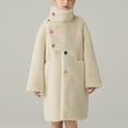 thumbnail image 1 of Parkas de manga larga para niños, color liso, de invierno, de imitación de visón, para niñas pequeñas, abrigo grueso acolchado de longitud media, abrigo de poliéster para niños, 1 of 8